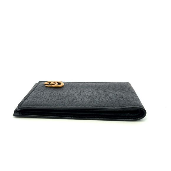 Gucci Black Marmont Gold GG Bi fold Card Case Holder Web wallet Wallet - Picture 7 of 8